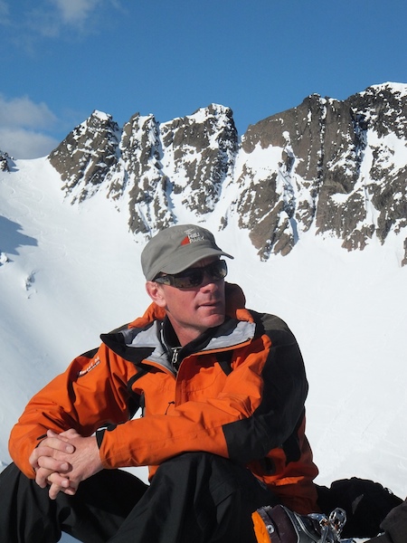 Alpine Adventures owner and guide Mark Dewsbery at home in the snow.  
