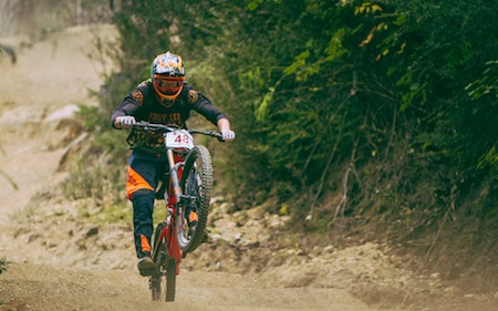 Brendan Fairclough in the Whoops section of the Queenstown Bike Park Original trail. Credit: Callum Wood