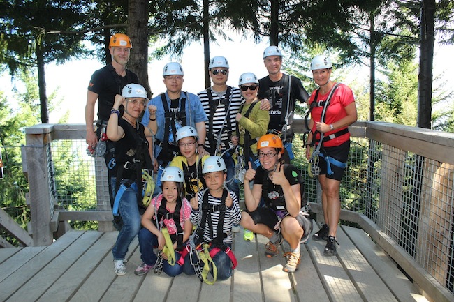 Chinese group at the Ziptrek Treehouse