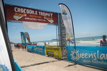 The breathtaking finish line at Four Mile Beach in Port Douglas, for the first time welcoming Crocodile Trophy finishers from over 20 nations. Credit: Kenneth Lorentsen.