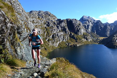 First female Sarah Douglas on the Harris Saddle, Routeburn Track.  Credit: MMPro.