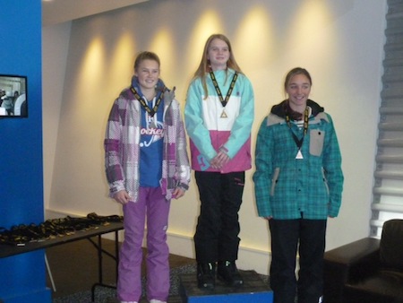 Girls Snowboard Slopestyle podium