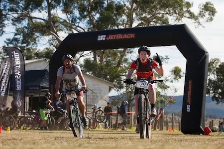 Women's outright winner in 2014, Meredith Quinlan celebrates a great lap time at James Estate.