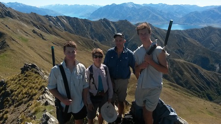 The Murray family (from left) Charlie, Andrea, Keith and Craig, at the top of Mount Gold on a training hike for the GODZone adventure race in Wanaka, held from February 27.