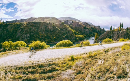 Riders beside the Kawarau River during the Merrell Tour de Wakatipu 2015. Credit: Callum Wood.