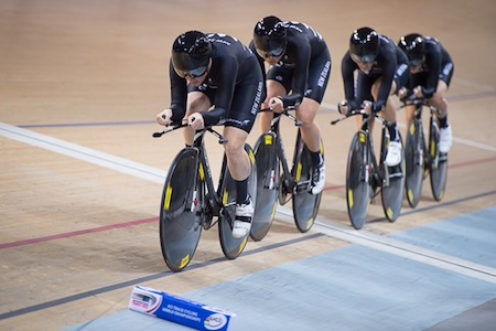 Ethan Mitchell leads off the men's team sprint and Lauren Ellis heads the women's team pursuit qualifying on day one of the UCI track cycling world championships in Paris. Credit: Guy Swarbrick/Cycling New Zealand