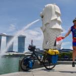 After cycling 35,000km from England, SuperCyclingMan arrives in Singapore on world cycle.